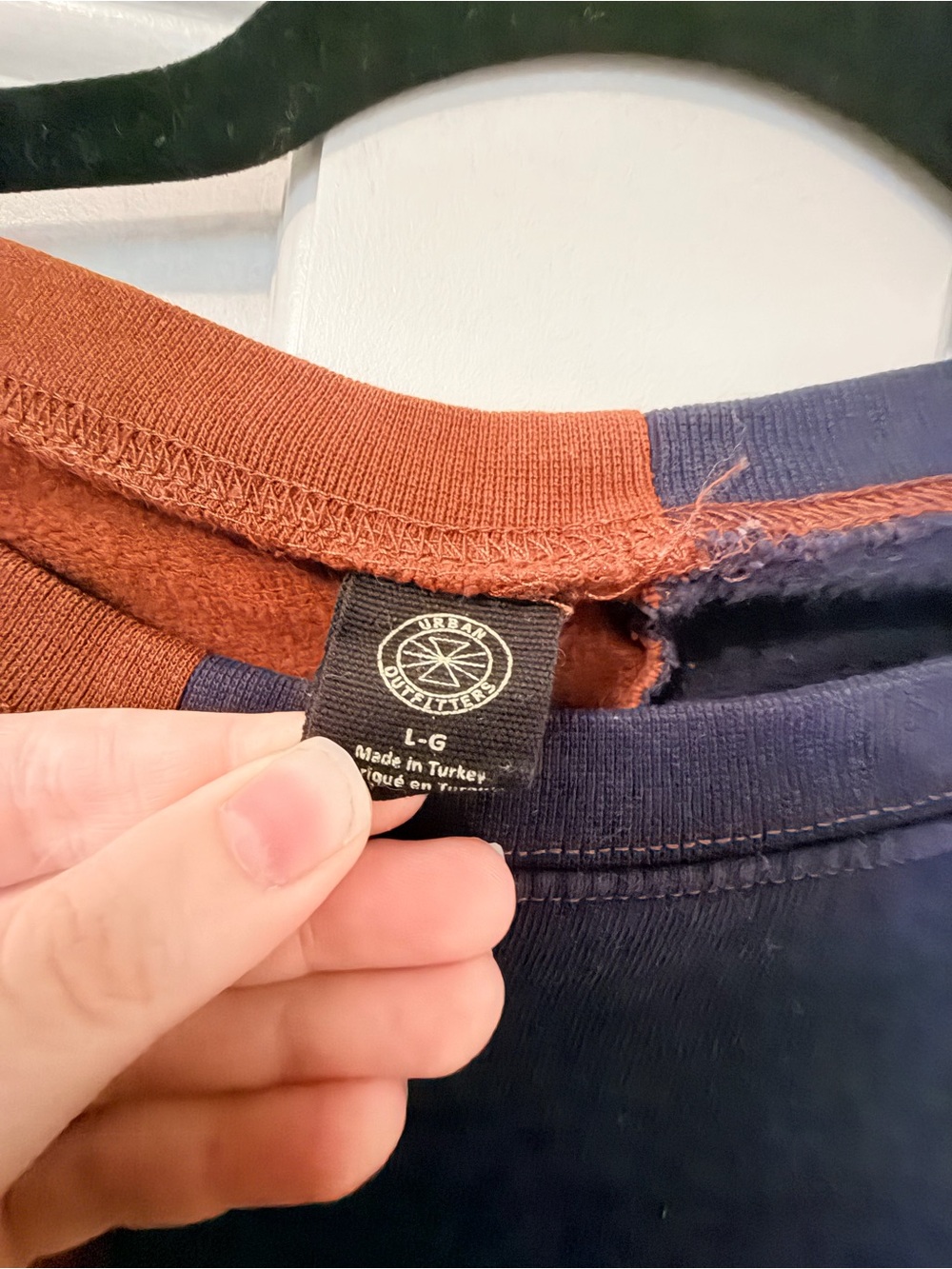 Urban Outfitters Colorblock Crewneck Sweatshirt — Brown, Navy & Light Gray - Picture 3 of 4
